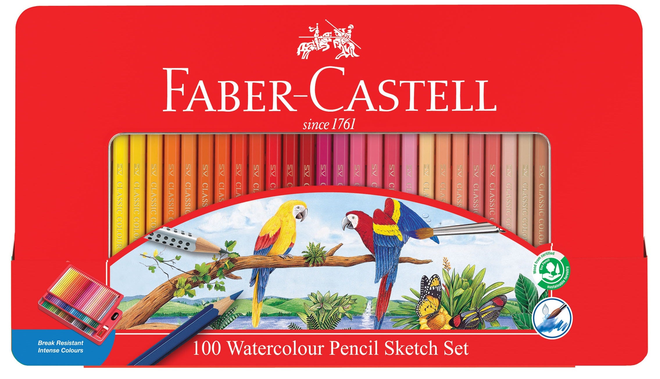 Watercolour Colour Pencils, Tin of 100