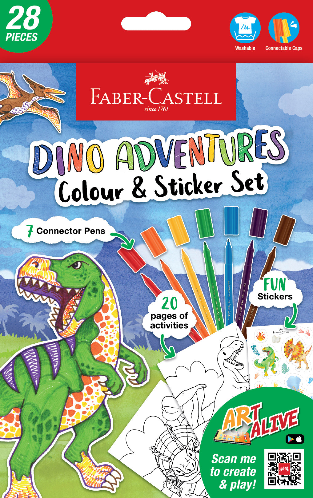A5 Colouring Pack Dinosaurs with Connector Pens