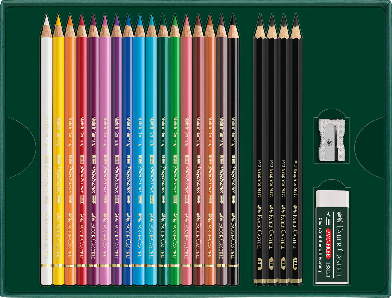 Polychromos & Pitt Graphite Matt, Set of 23