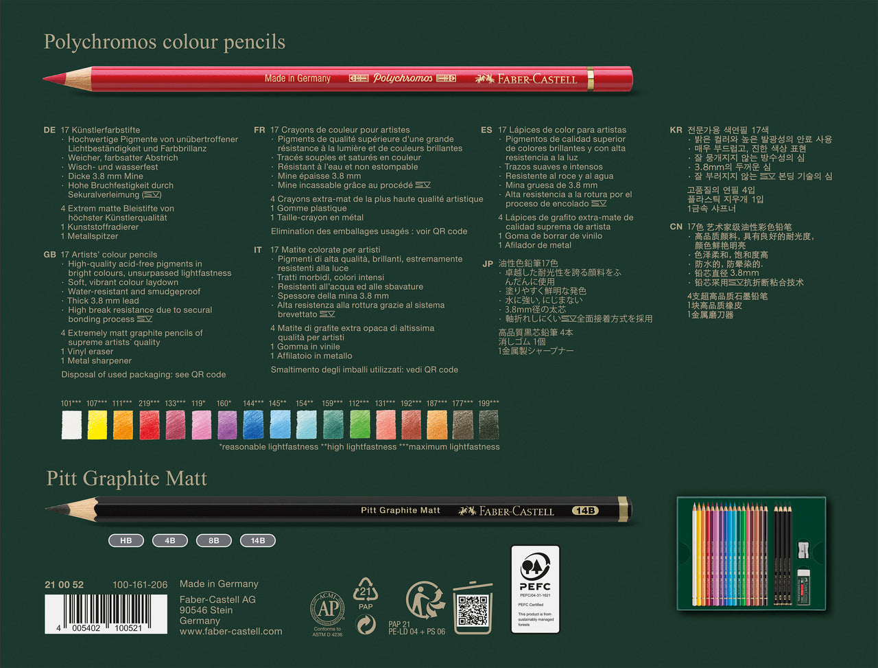 Polychromos & Pitt Graphite Matt, Set of 23