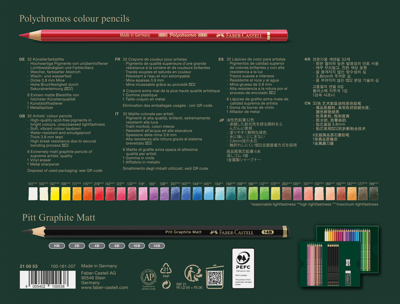 Polychromos & Pitt Graphite Matt, Set of 40