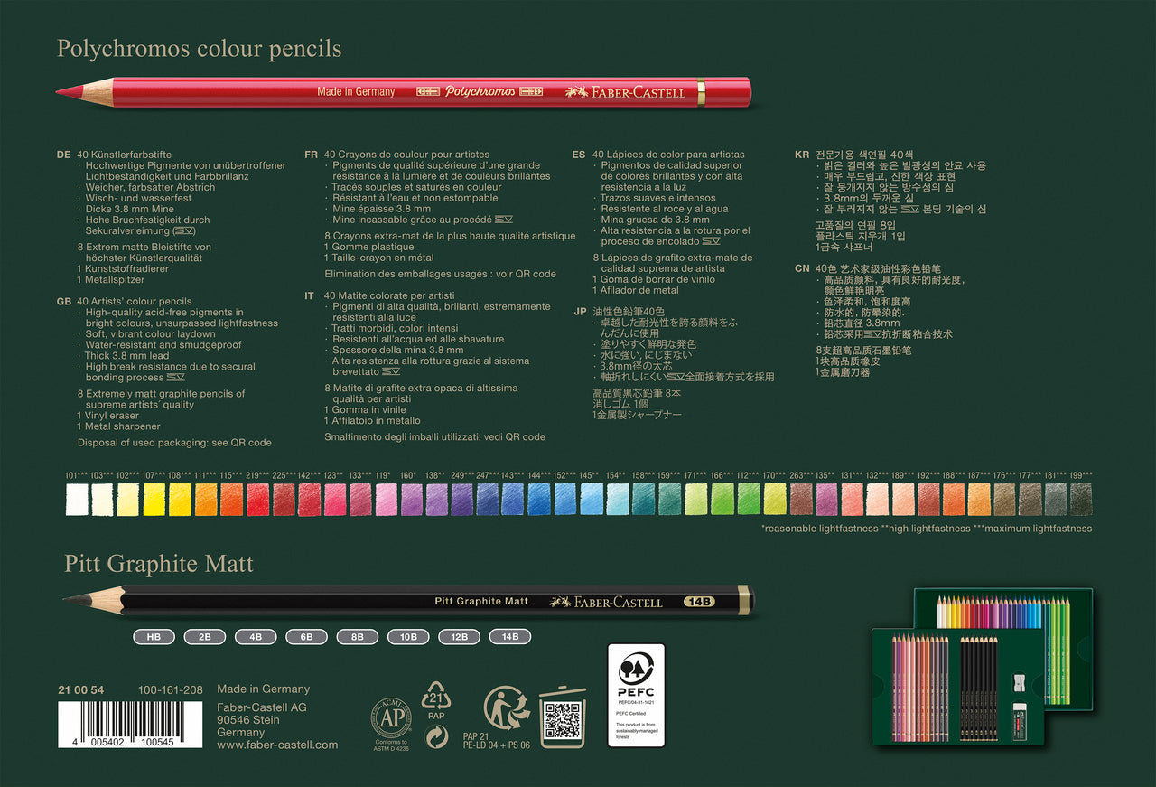 Polychromos & Pitt Graphite Matt, Set of 50