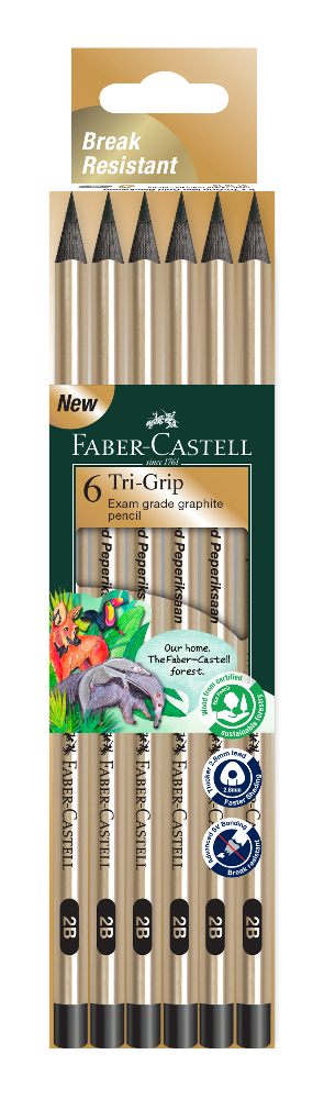 Graphite Pencil Tri-Grip 2B Metallic Gold Blackwood (Box of 6)