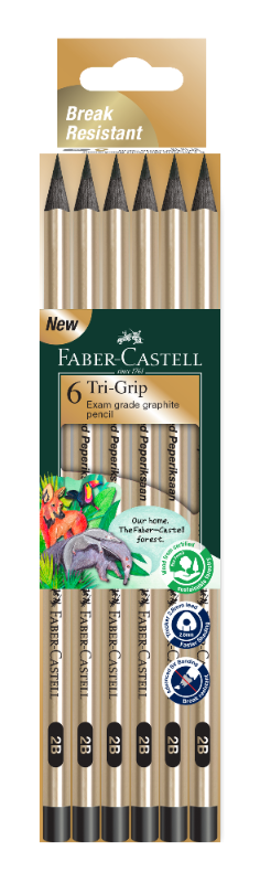 Graphite Pencil Tri-Grip 2B Metallic Gold Blackwood (Box of 6)