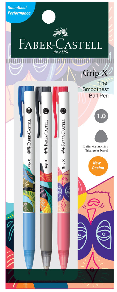 Grip X10 Ball Pen 3xPB, Blue/Black/Red 1.0