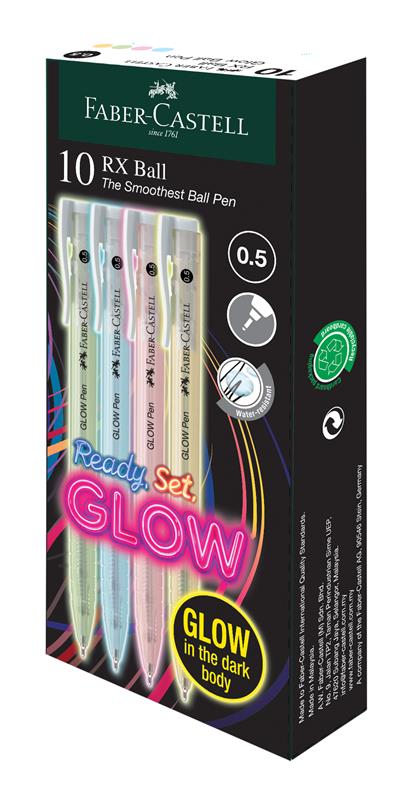 GLOW Pen, Ball Pen, 0.5mm Black (Box of 10) - Lava Orange