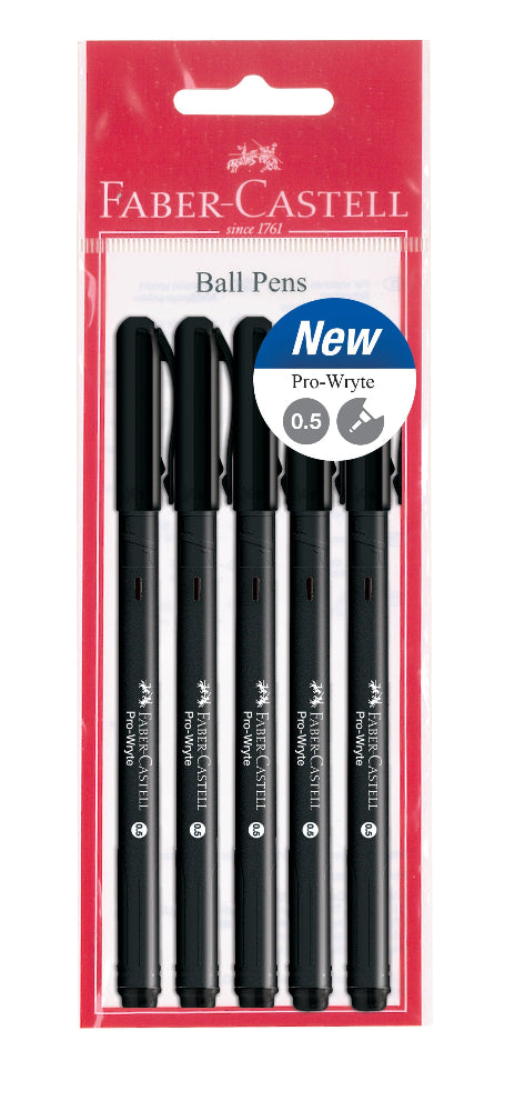 Pro-Wryte Ball Pen, Black, 0.5mm, Pack of 5
