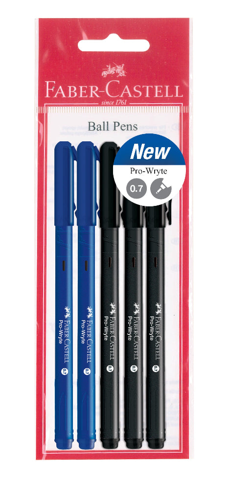 Pro-Wryte Ball Pen, 3Black/2Blue, 0.7mm, Pack of 5