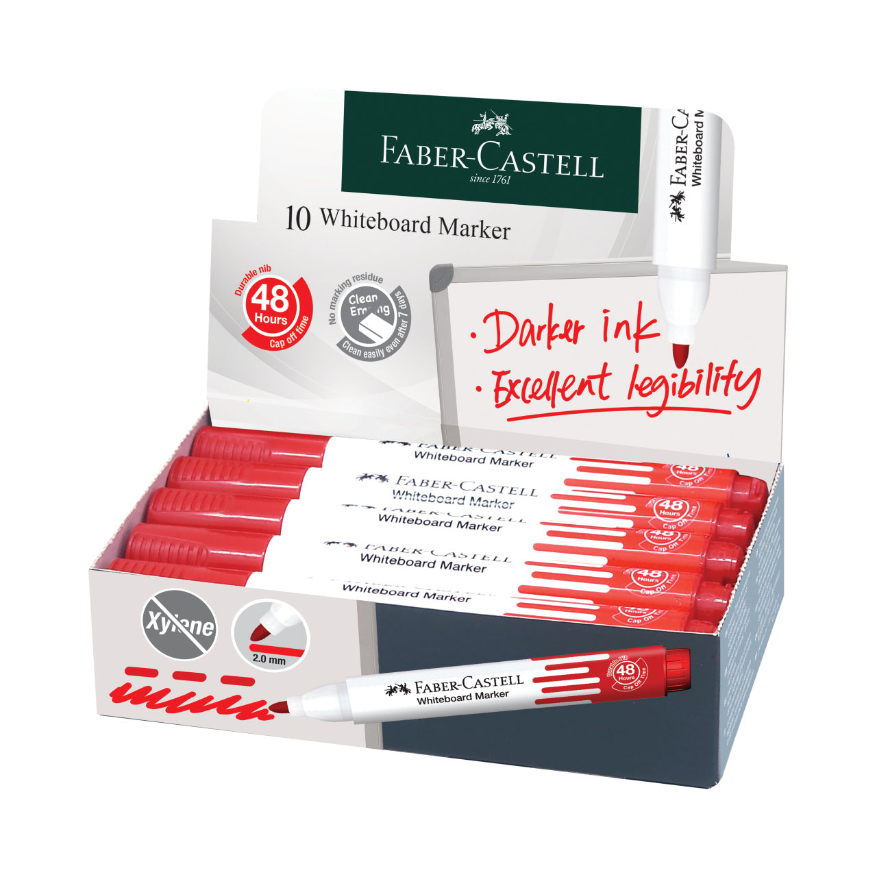 Whiteboard Marker W20 Bullet, Box of 10 Red