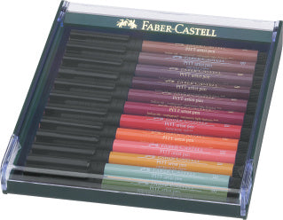 Pitt Artist Pen Brush India Ink Pen, Set of 12 Earth Tones