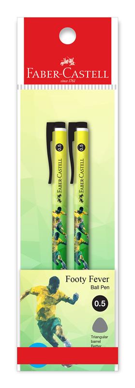 [Limited Edition] Footy Fever Retractable Ball Pen, 0.5mm, Black, Pack of 2 (Random design)