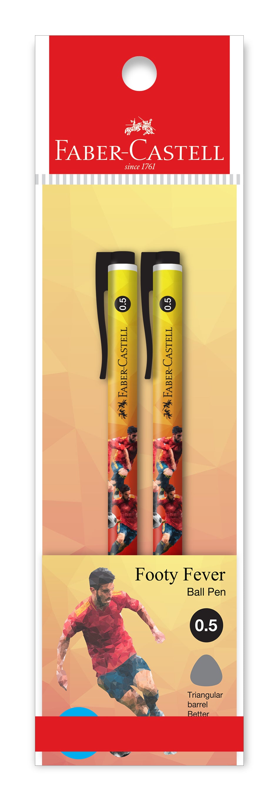 [Limited Edition] Footy Fever Retractable Ball Pen, 0.5mm, Black, Pack of 2 (Random design)