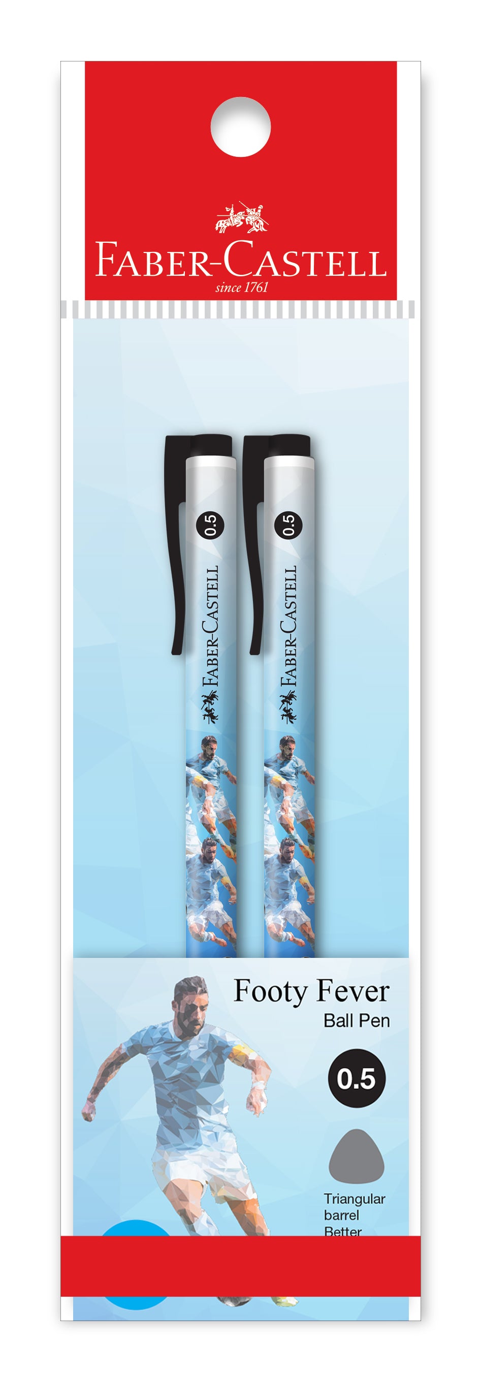 [Limited Edition] Footy Fever Retractable Ball Pen, 0.5mm, Black, Pack of 2 (Random design)