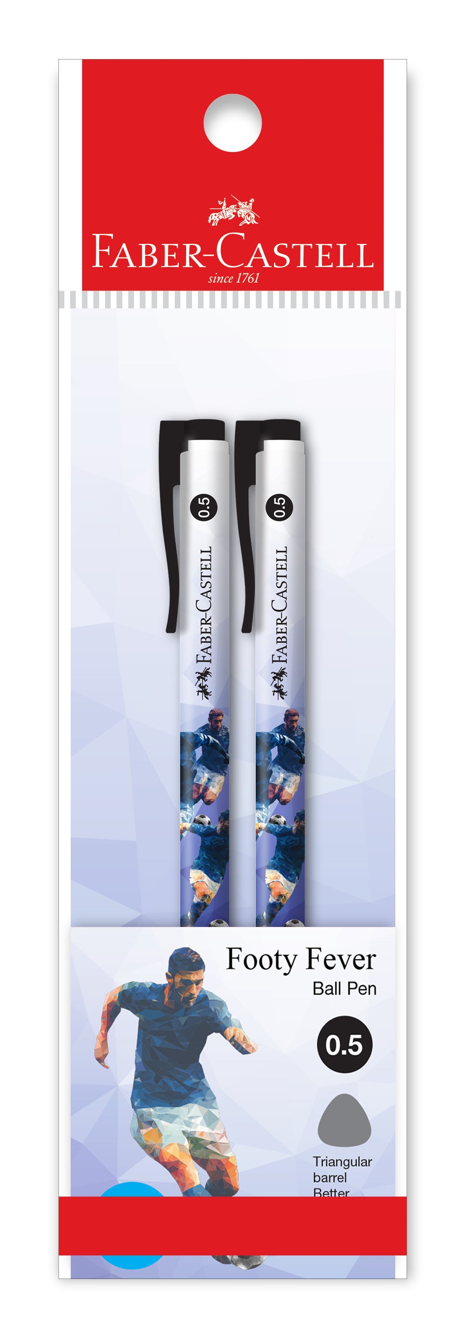 [Limited Edition] Footy Fever Retractable Ball Pen, 0.5mm, Black, Pack of 2 (Random design)