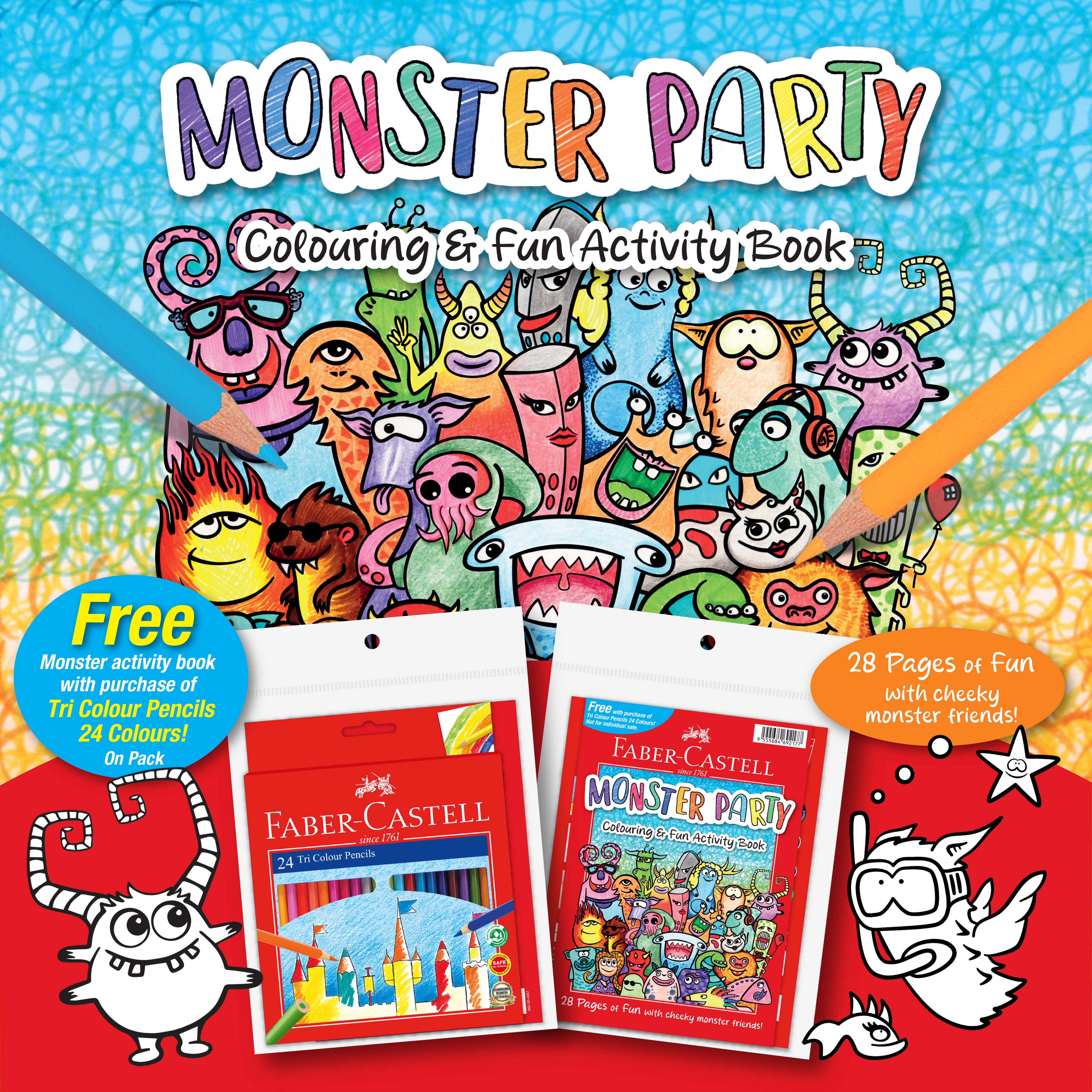 [Promo Pack] Colour Pencils Tri Colour 24 + FREE Monster Activity Book