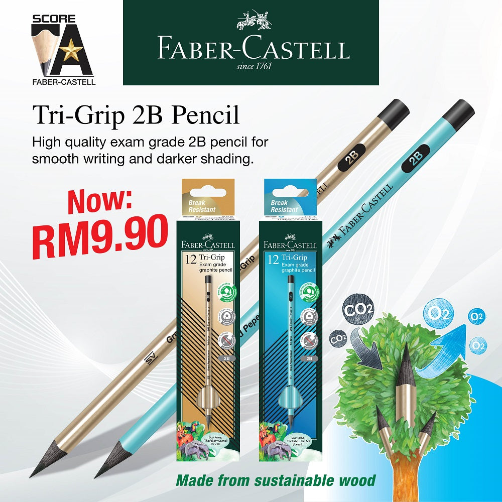 Tri-Grip 2B Pencil Metallic Gold Blackwood Box of 12