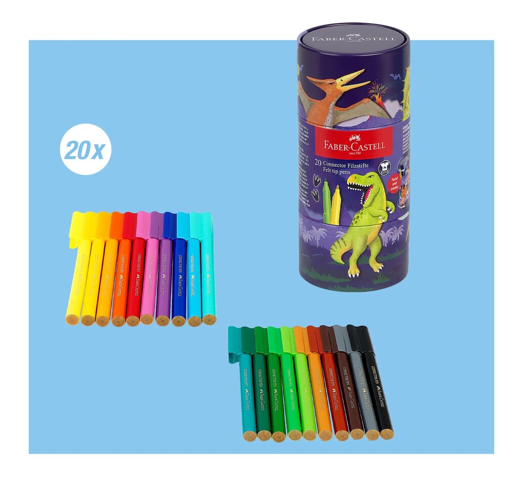 [Online Exclusive] Felt-tip pen Connector Dinosaur, 20 Colours