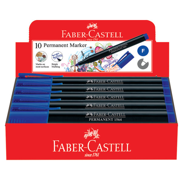 Slim Permanent Fine Marker, Box of 10 Blue