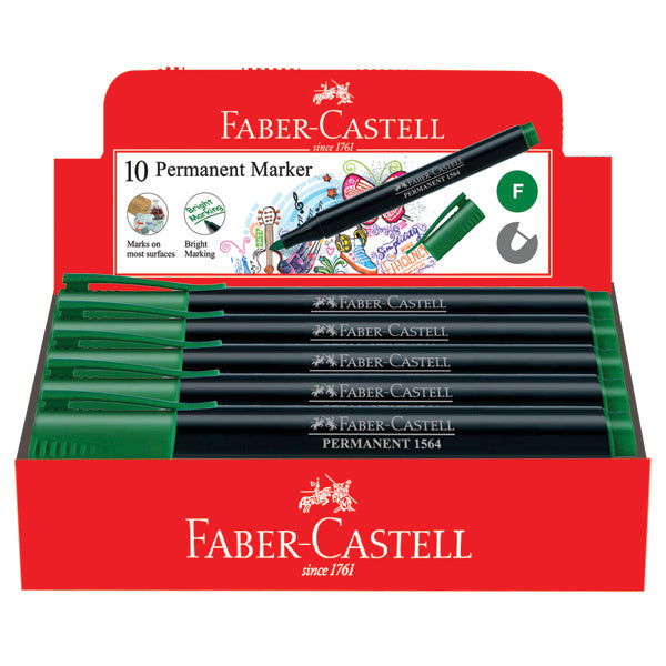 Slim Permanent Fine Marker, Box of 10 Green