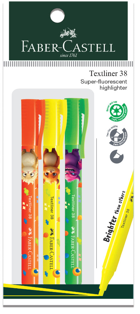 [Promo Pack] Highlighter Textliner 38 Superflourescent, Pack of 3, Orange, Yellow, Green