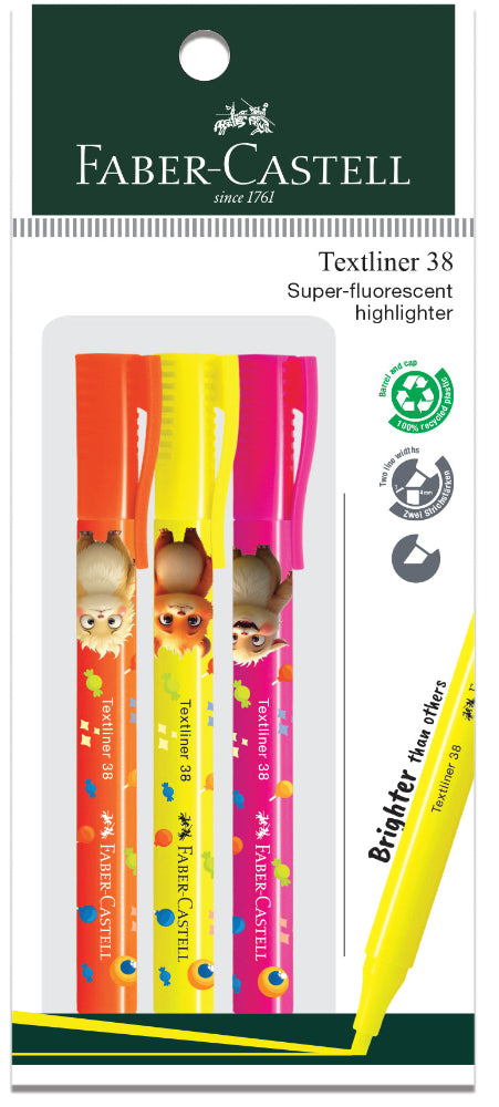 [Promo Pack] Highlighter Textliner 38 Superflourescent, Pack of 3, Orange, Yellow, Pink