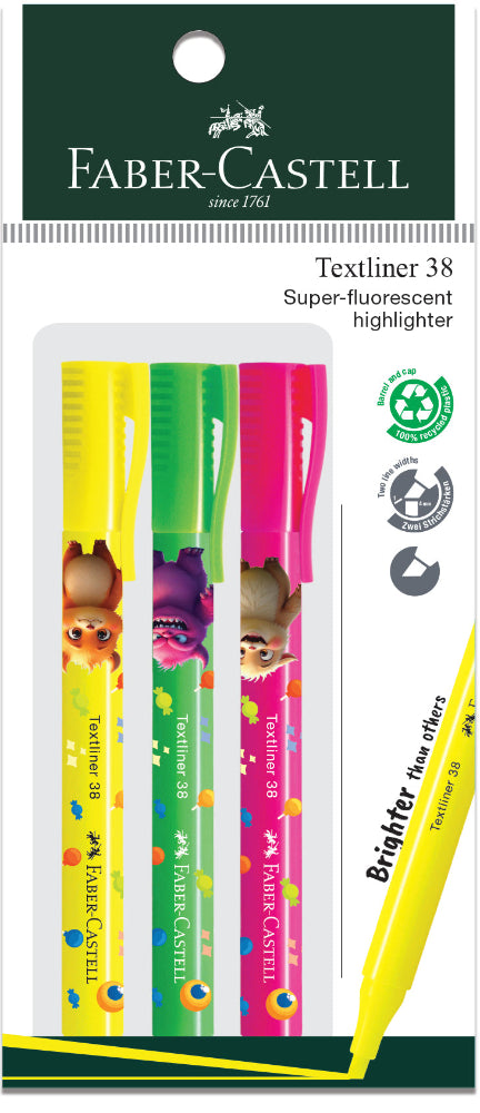 [Promo Pack] Highlighter Textliner 38 Superflourescent, Pack of 3, Yellow, Green, Pink