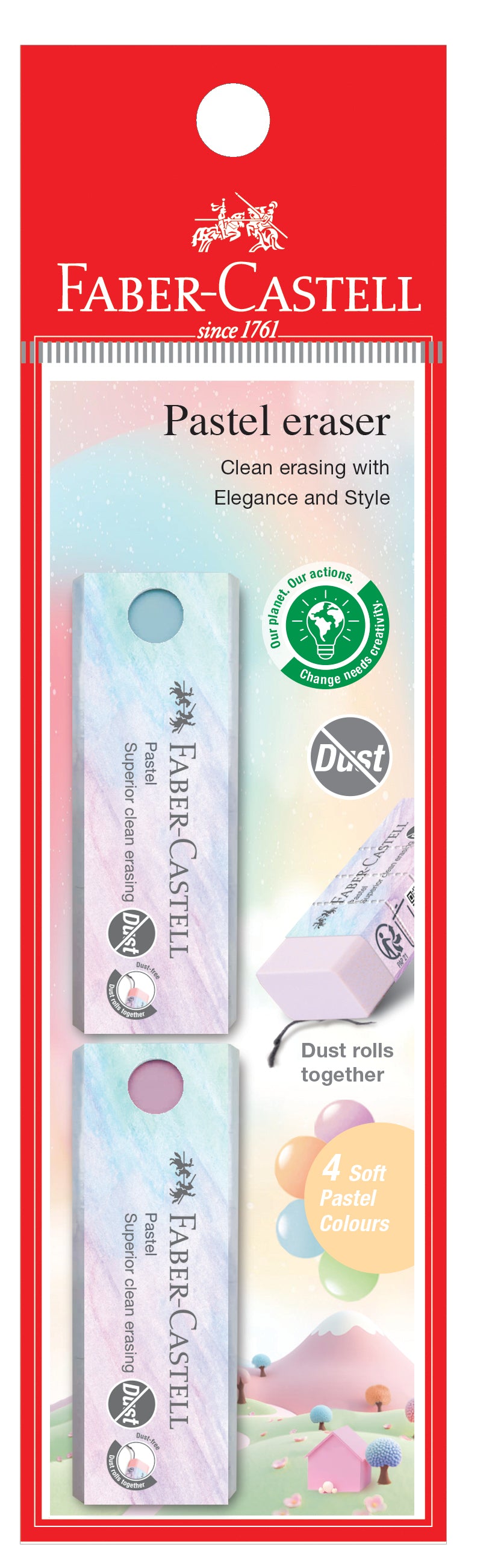 Dust Free Eraser Pastel - L - Pack of 2