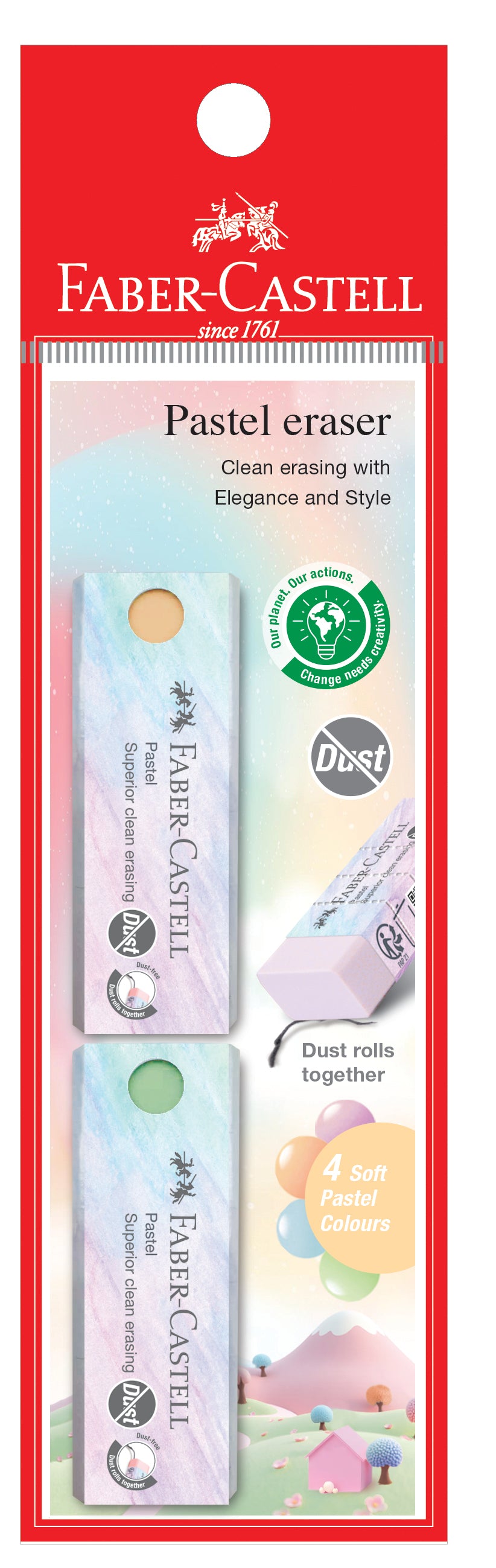 Dust Free Eraser Pastel - L - Pack of 2