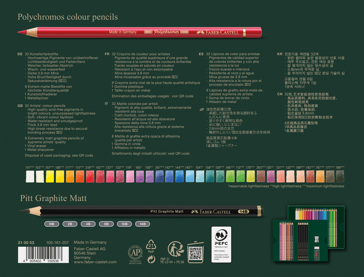 Polychromos & Pitt Graphite Matt, Set of 40