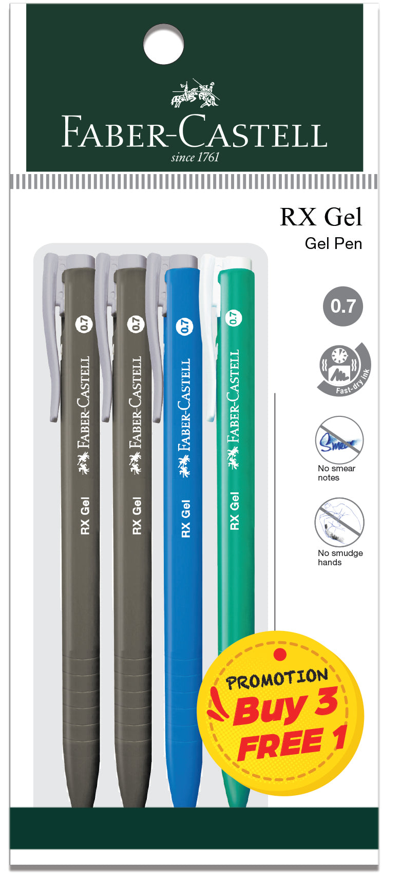 [Buy 3, Free 1] Gel Pen RX Gel Value Pack 4, Assorted Colours 0.7