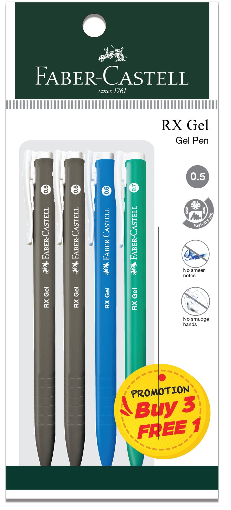 [Buy 3, Free 1] Gel Pen RX Gel Value Pack 4, Assorted Colours 0.5