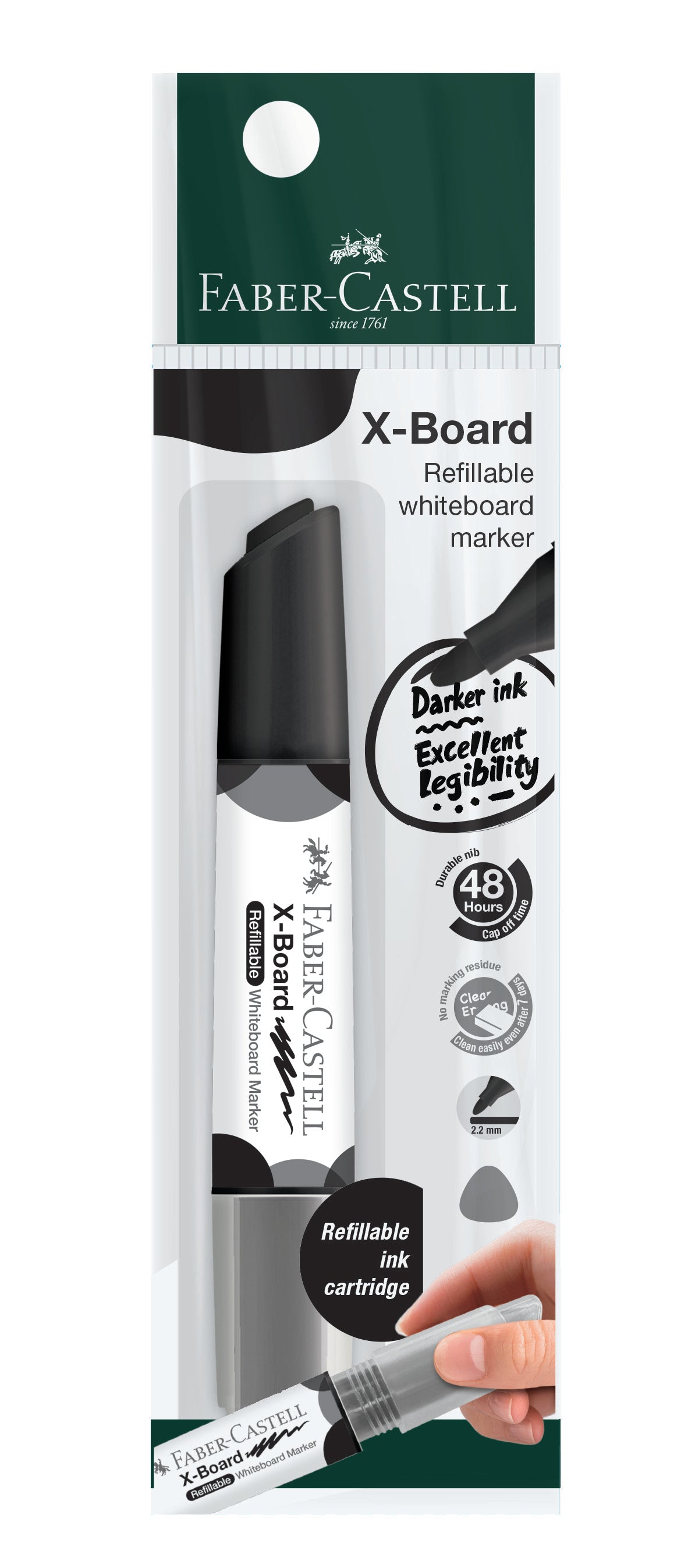 X-Board Refillable Whiteboard Marker, Black, Polybag of 1