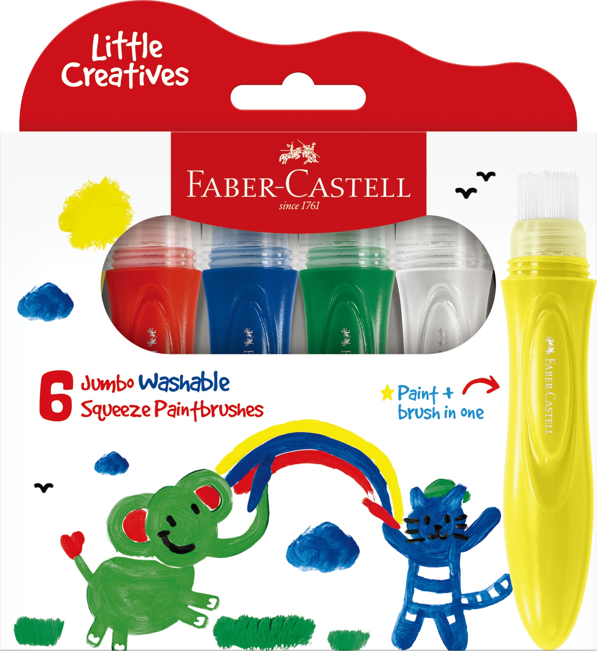 Little Creatives Jumbo Washable Squeezing Paintbrushes – Pack of 6