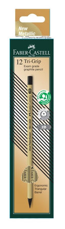 Tri-Grip 2B Pencil Metallic Gold Blackwood Box of 12
