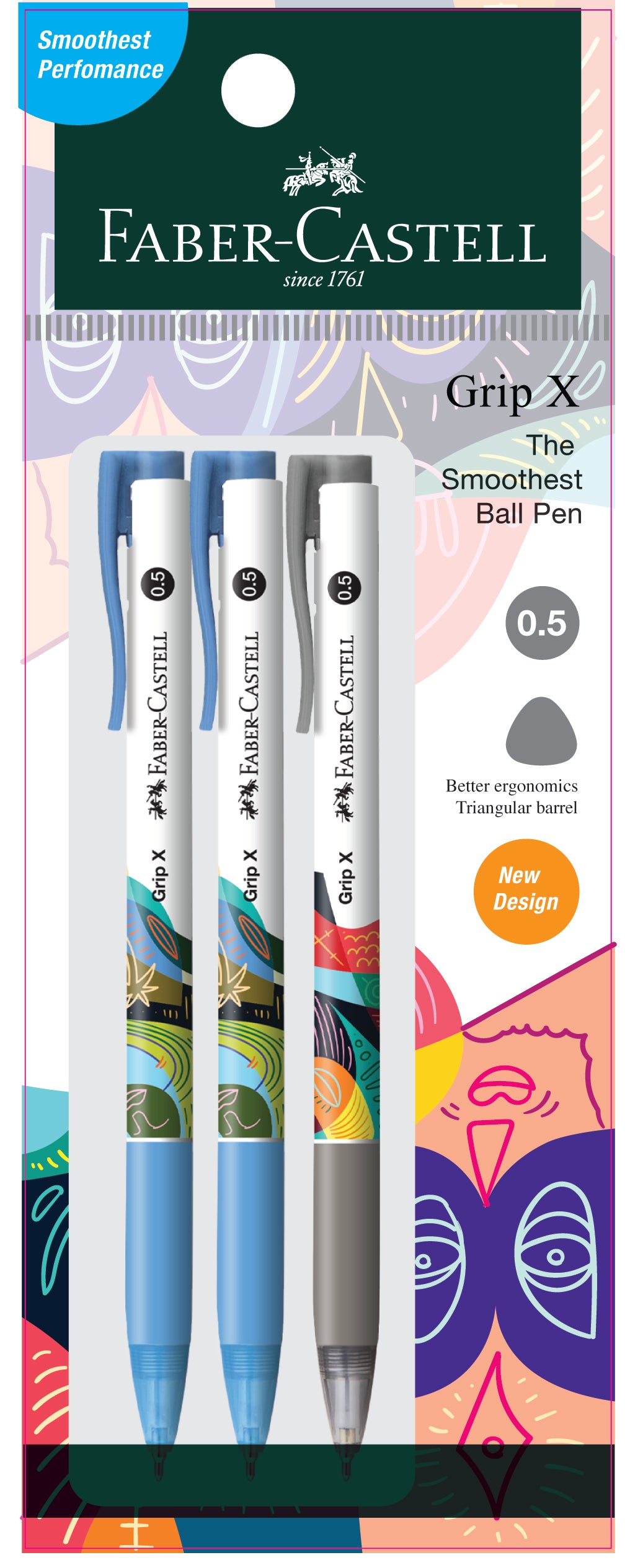 [New] Grip X5 Ball Pen 3xPB, 2Blue 1Black 0.5