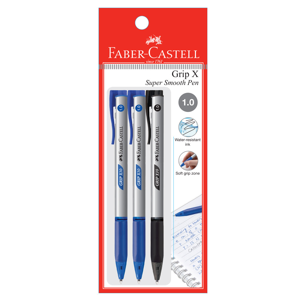 Ball Pen Grip X10 3xPB, 2Blue 1Black 1.0