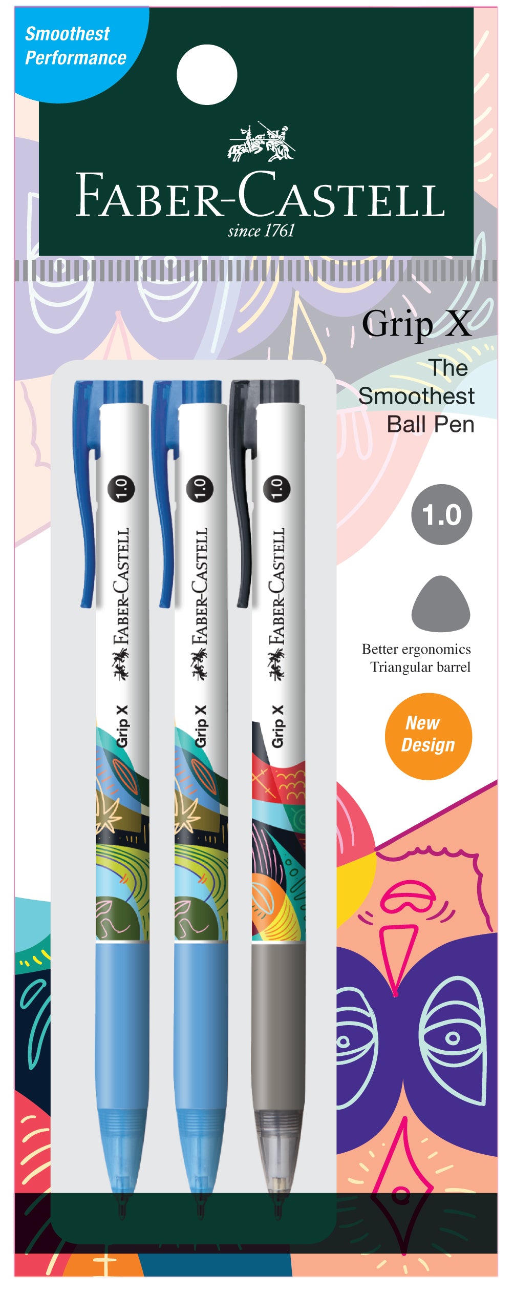 [New] Grip X10 Ball Pen 3xPB, 2Blue 1Black 1.0