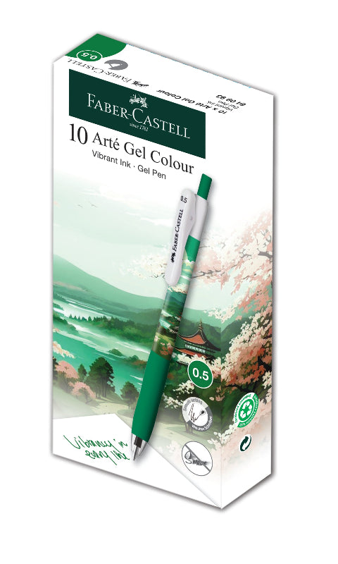 Arté Gel Colour Gel Pen, Green, 0.5mm (Box of 10)