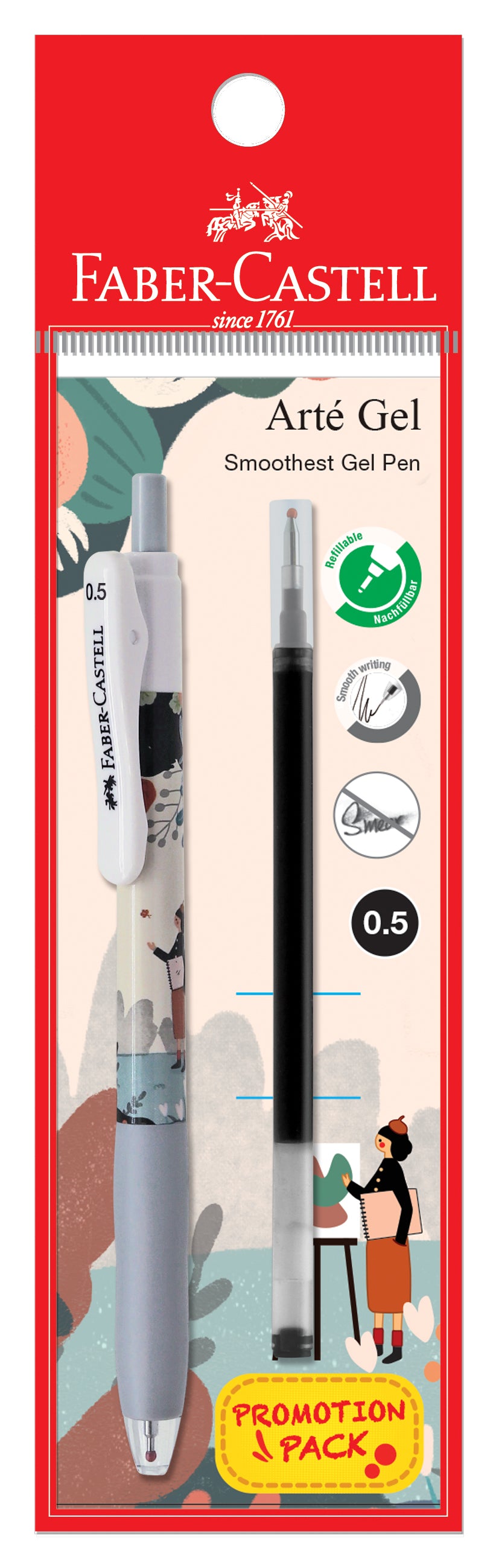 [Promo Pack] Gel Pen Arté Gel Painter + Refill, Black 0.5