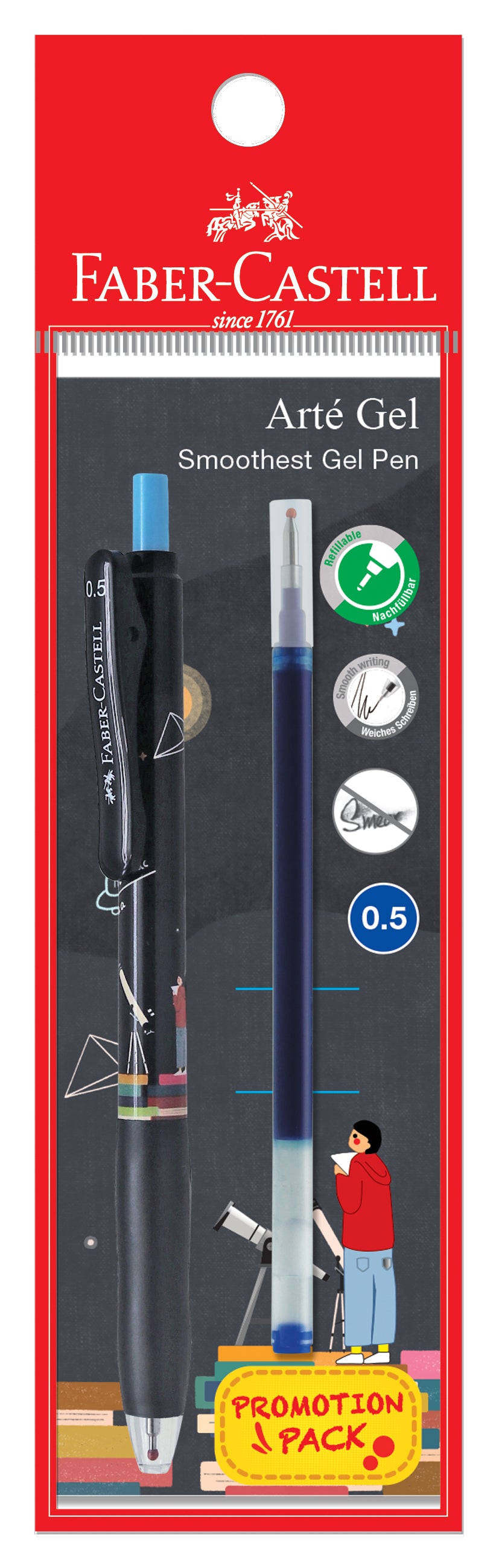 [Promo Pack] Gel Pen Arté Gel Astro + Refill, Blue 0.5