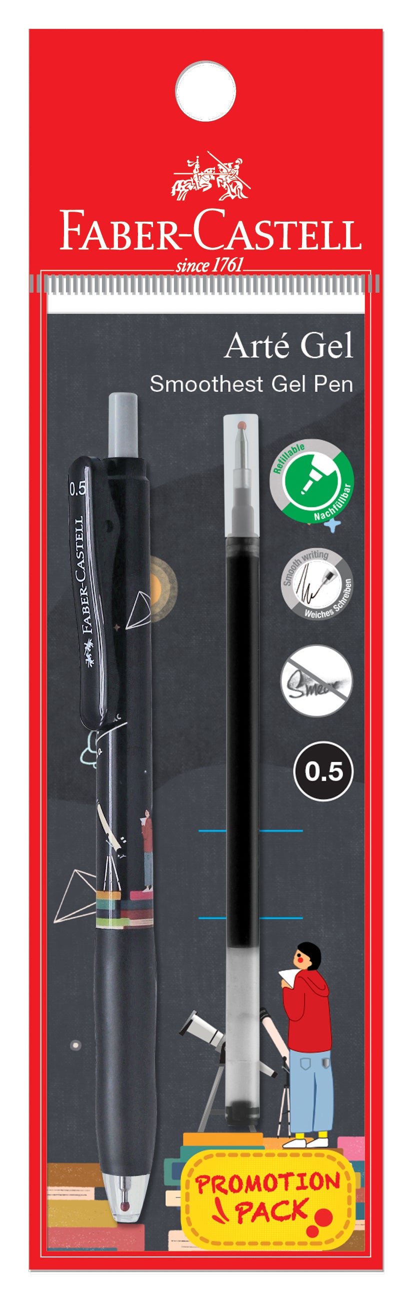 [Promo Pack] Gel Pen Arté Gel Astro + Refill, Black 0.5