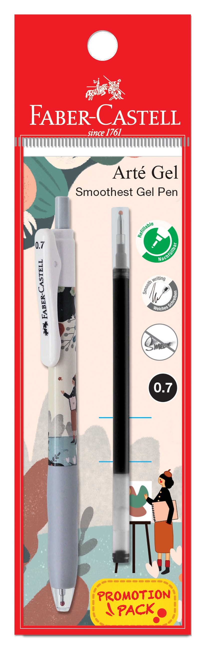 [Promo Pack] Gel Pen Arté Gel Painter + Refill, Black 0.7