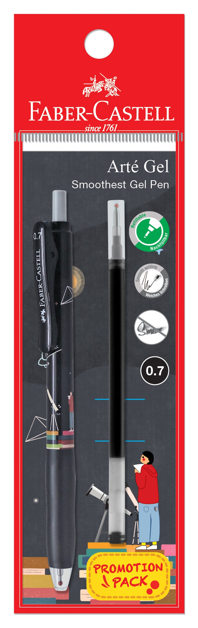 [Promo Pack] Gel Pen Arté Gel Astro + Refill, Black 0.7