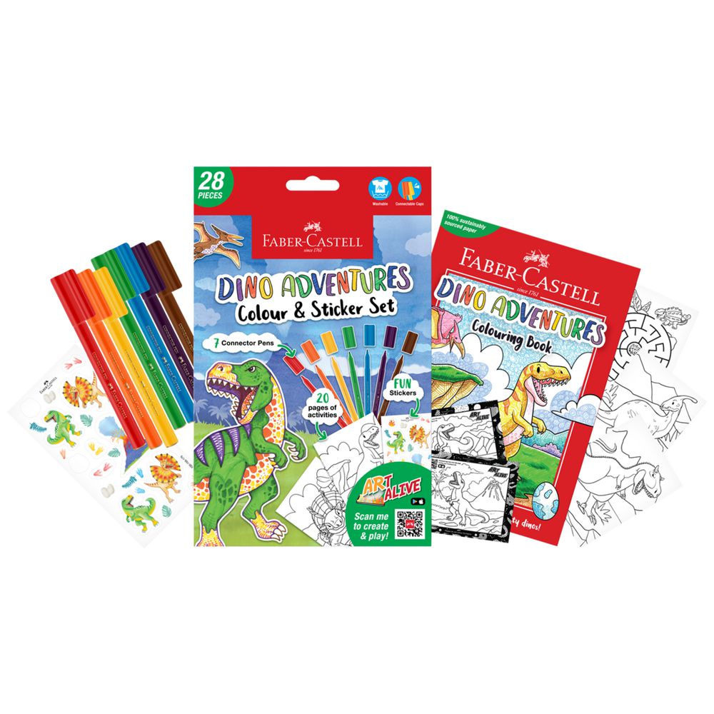 A5 Colouring Pack Dinosaurs with Connector Pens