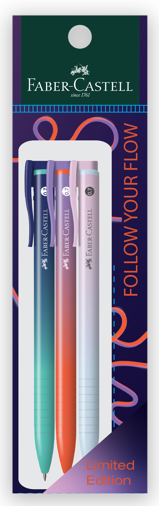 FLOW Gel Pen 0.7mm Blue (Polybag of 3)