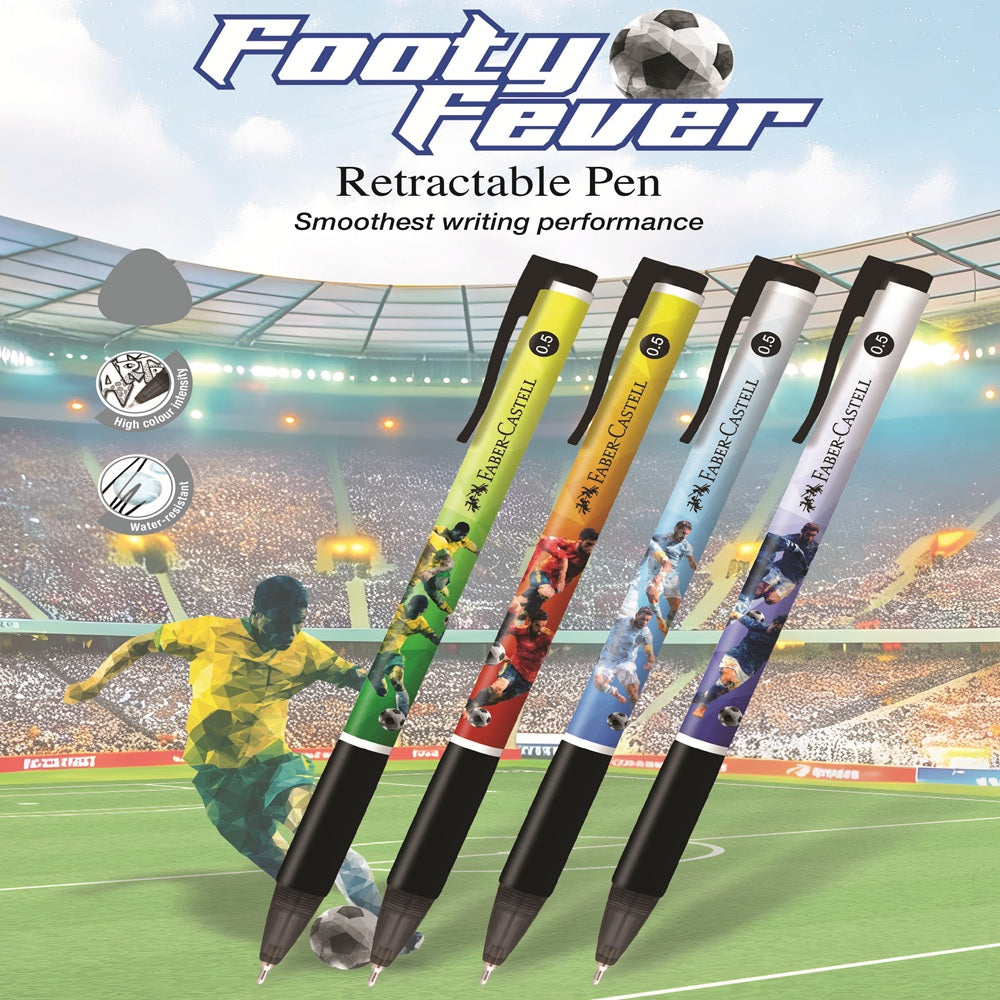 [Limited Edition] Footy Fever Ball Pen, 0.5mm, Black, Pack of 2, Assorted Designs