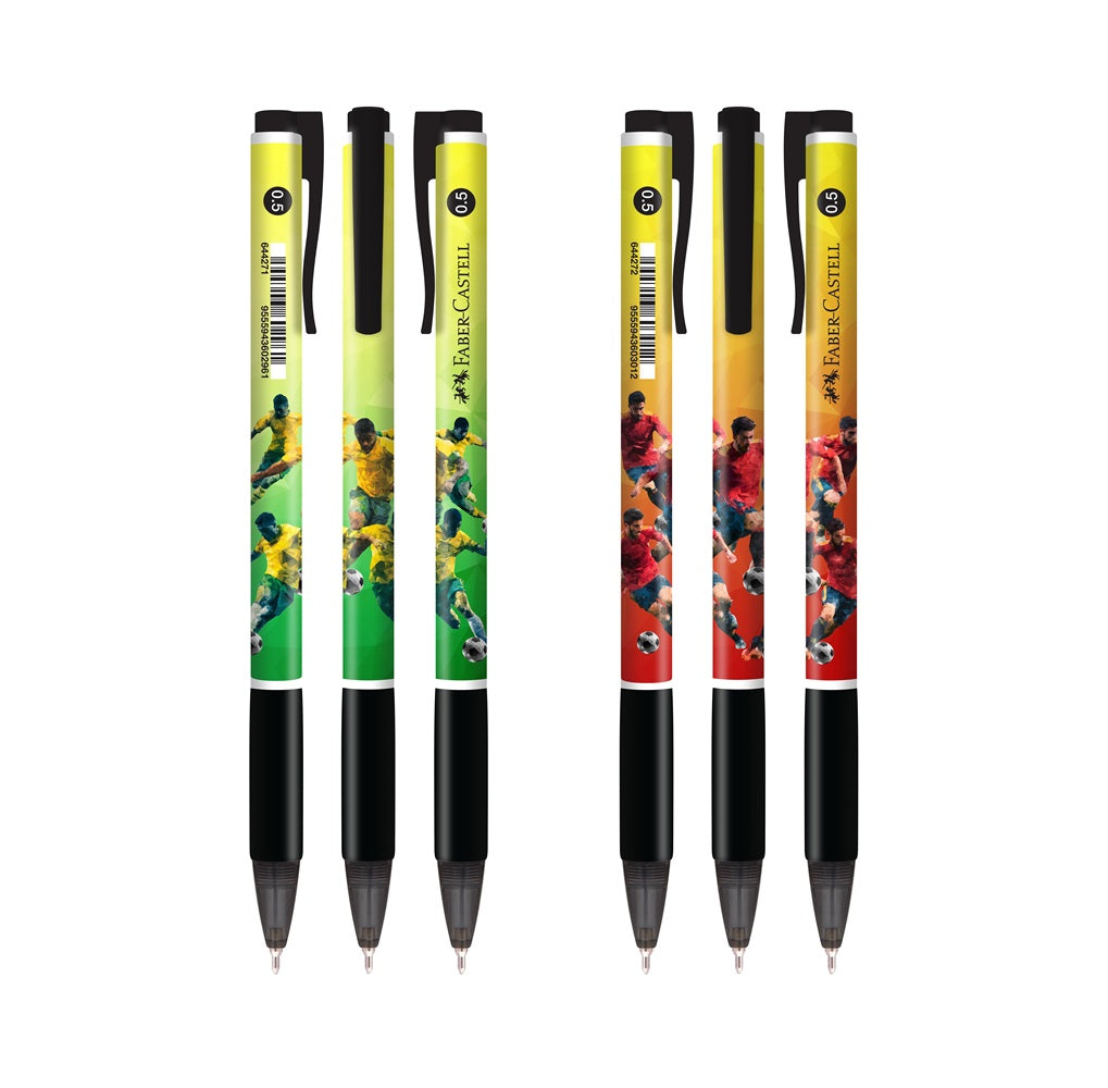 [Limited Edition] Footy Fever Ball Pen, 0.5mm, Black, Pack of 2, Assorted Designs
