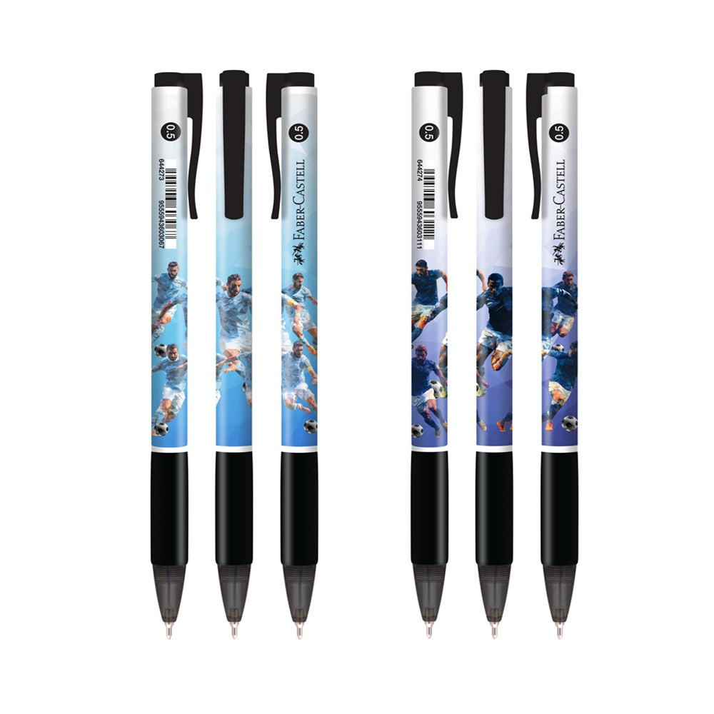 [Limited Edition] Footy Fever Ball Pen, 0.5mm, Black, Pack of 2, Assorted Designs