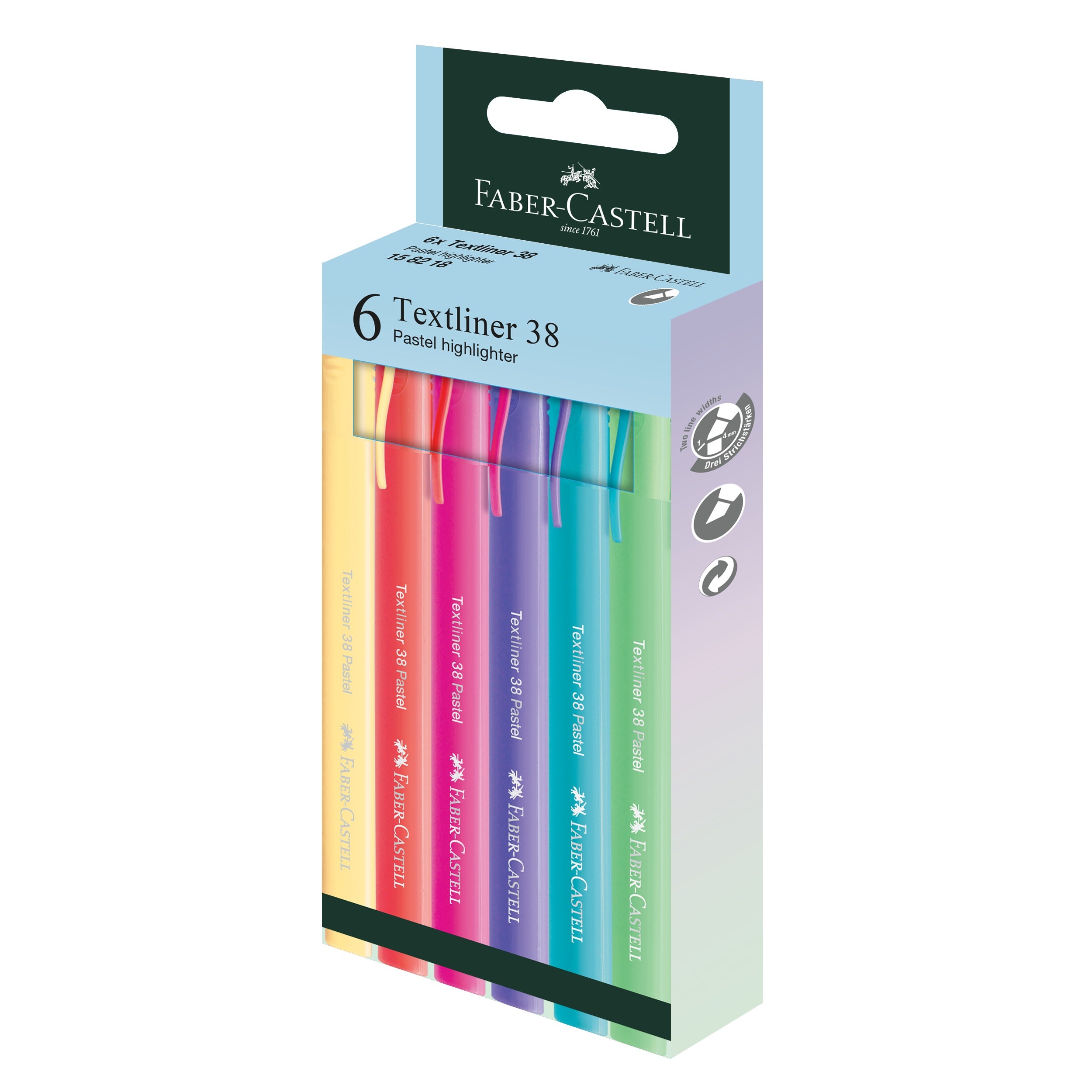 Highlighter Textliner 38 Pastel Assorted Colour 6x HS Box