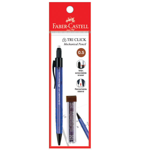 Tri Click Classic Mechanical Pencil with Leads, 1x PB 0.5